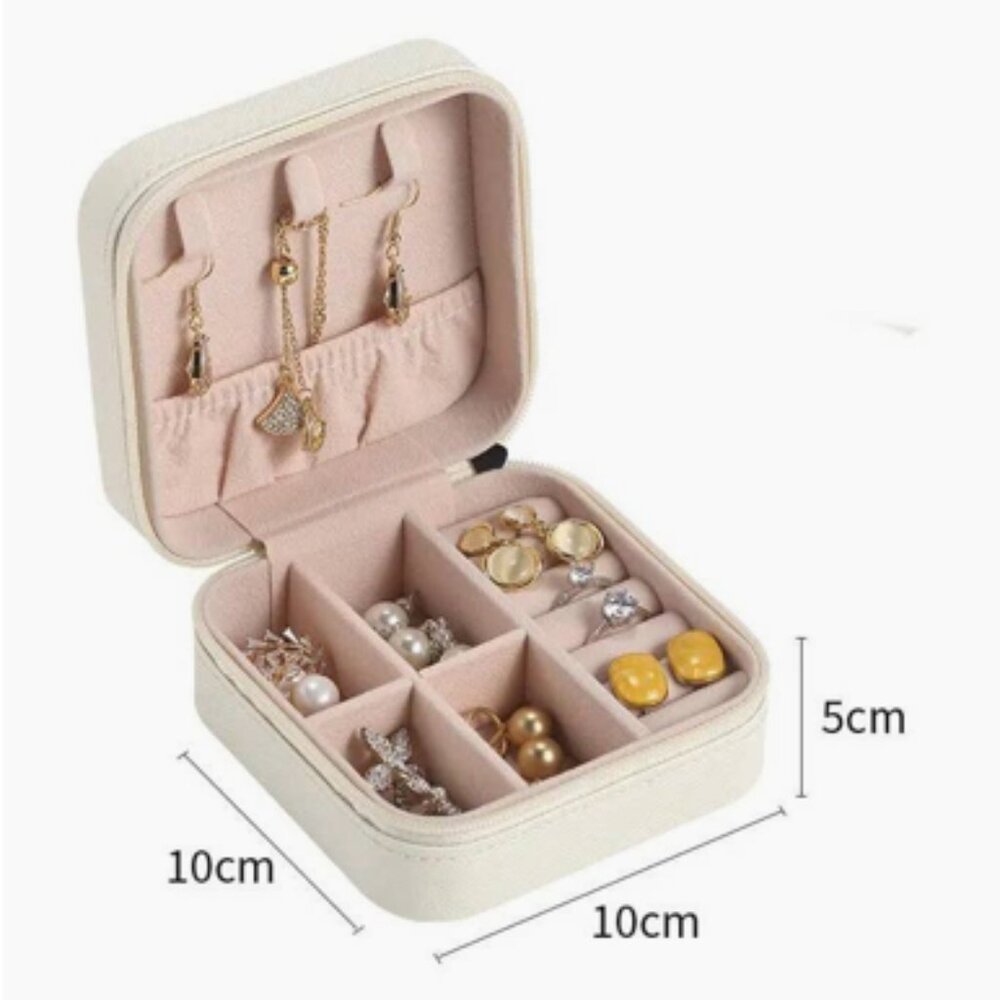 White Travel Pu Leather Jewelry Case